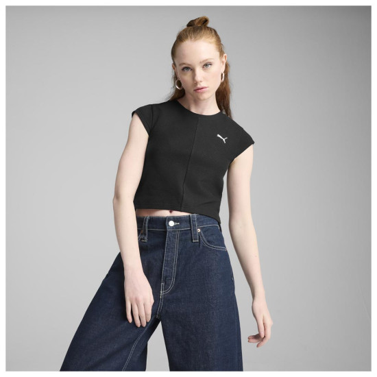 Puma Γυναικεία κοντομάνικη μπλούζα Wardrobe Essentials Ribbed Baby Tee